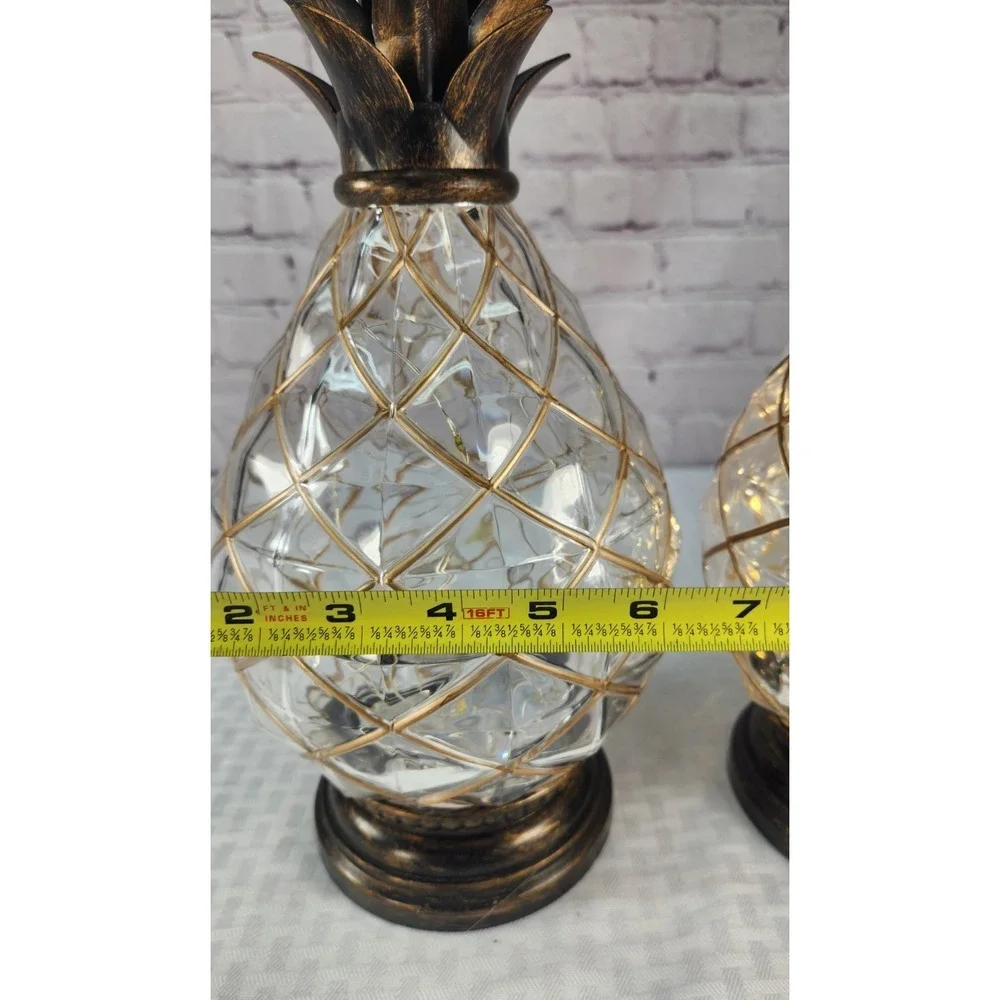 Set Of 2 Indoor Or Outdoor Caged Lighted Pineapple Candlle Holders